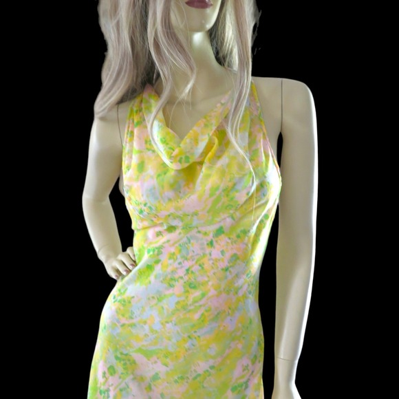 70s Designer Yellow Floral Chiffon Gown & Peignoir Set by Matej for Odette Barsa - Picture 3 of 16